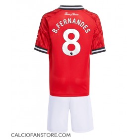 Maglia Calcio Manchester United Bruno Fernandes #8 Prima Divisa Bambino 2025-26 Manica Corta (+ pantaloncini)